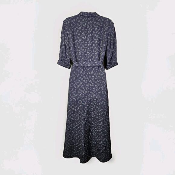 Sundance Womens 10 Silk Floral Maxi Dress Retro Botanical Palm Tree Belted Green - Picture 3 of 16